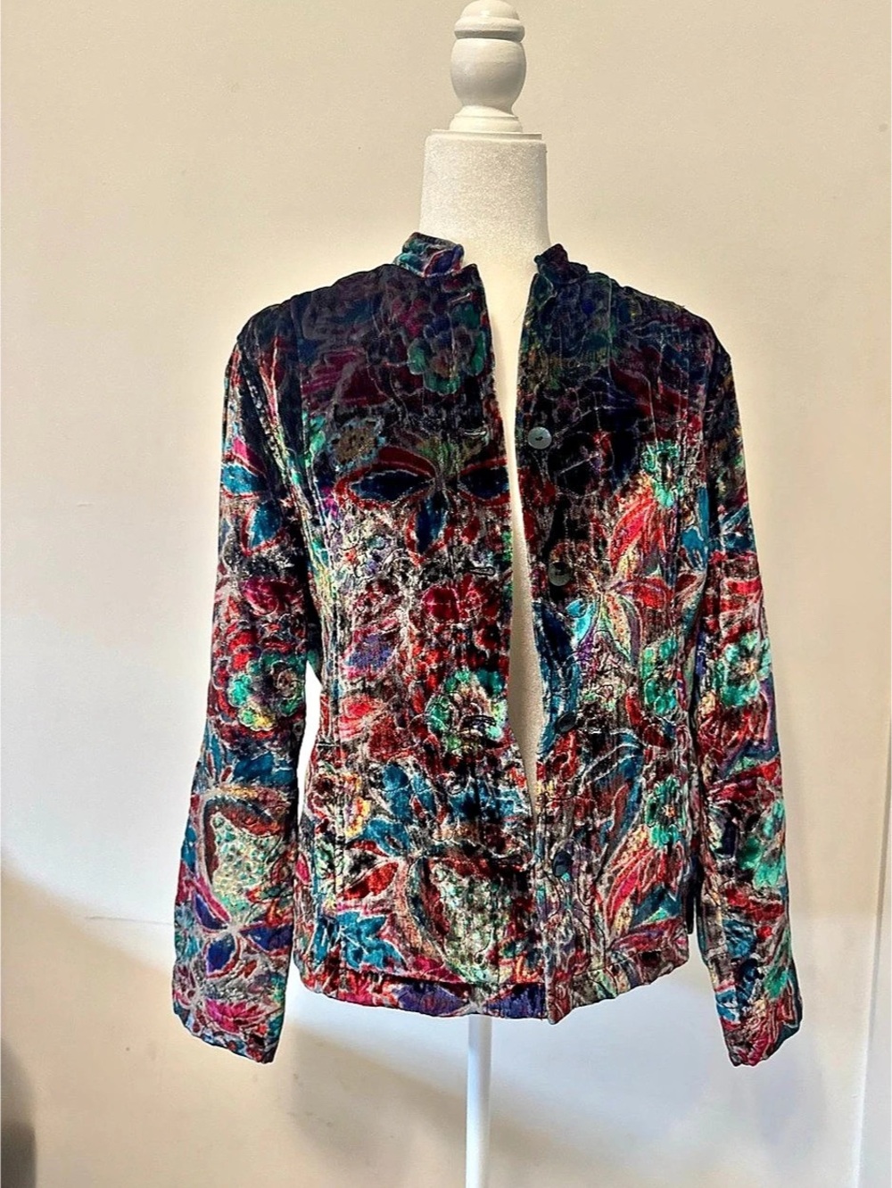 Chico's Floral Velvet-Look Blazer Multicolor